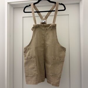 Light Khaki Short Overalls with Front Pockets